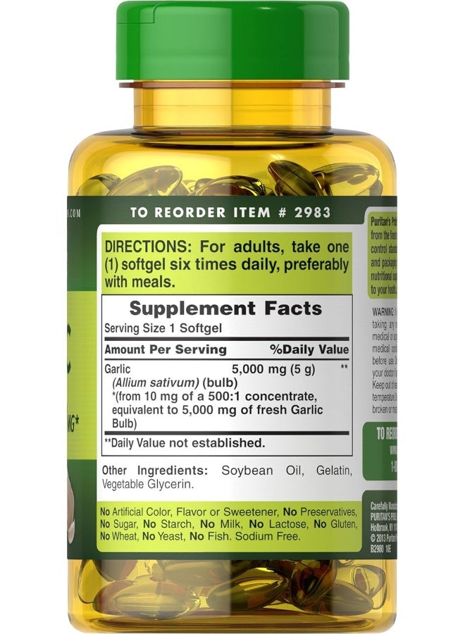 Puritan's Pride Garlic Oil, 5000 Mg, 250 Count - Image 3